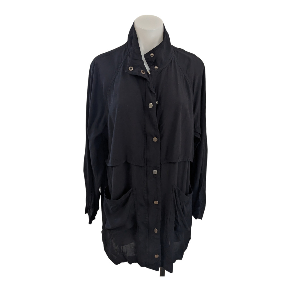 Something Else by Natalie Wood Size 8 Zip Up Shacket Jacket Shirt Black Pockets